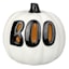 White LED Boo Ceramic Pumpkin, 7.1"