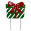 Classic Christmas Green & Red Metal Present Yard Stake, 22"