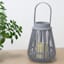 Grey LED Rattan Lantern, 7x9