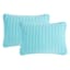 3-Piece Blue Wavy Washed Microfiber Quilt Set, Full/Queen
