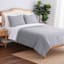 3-Piece Grey Plush Grid Comforter Set, Full/Queen