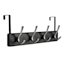 4-Hook Brushed Nickel Over the Door, Black