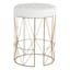 Keira Glazed Gold Wire Vanity Stool & Padded White Faux Leather Seat