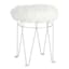 Rion Chrome Wire Vanity Stool & Padded White Faux Fur Seat