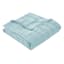 Providence 3-Piece Light Blue Embroidered Washed Microfiber Quilt Set, Full/Queen