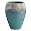 Acadia White & Aqua Urn Ceramic Outdoor Planter, Medium
