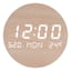 Digital Wooden Round LED Wall Clock, 8"