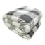Grey Buffalo Plaid Sherpa Bed Blanket, Full/Queen