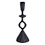 Black Patterned Stem Metal Taper Candle Holder, 10"