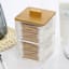 2-Tier Square Clear Cosmetic Organizer with Bamboo Lid