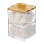 2-Tier Square Clear Cosmetic Organizer with Bamboo Lid