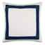 Providence Cotton Textured Throw Pillow with Navy Hotel Border, 18"