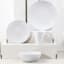 16-Piece White Burlap Dinnerware Set