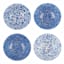 Set of 4 Blue & White Patterned Ceramic Bowls