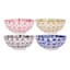 Set of 4 Assorted Tie-Dye Printed Ceramic Bowls