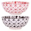 Set of 4 Assorted Tie-Dye Printed Ceramic Bowls