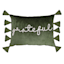 Honeybloom Green Grateful Throw Pillow With Tassels, 14x20