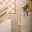 (B866) Honeybloom Ada Almond & White Checkered Washable Area Rug, 5x7
