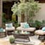 (E494) Found & Fable Cream Palm Bay Leaves Outdoor Area Rug, 5x7