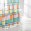 13-Piece Multicolor Retro Grid Shower Curtain Set, 70x72