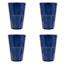 Set of 4 Solid Blue Melamine Tumblers, 13oz