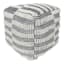 Black & Natural Outdoor & Indoor Fringe Pouf, 17"