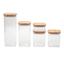 5-Piece Clear Square Canister with Bamboo Lid