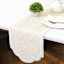Natural Jute Table Runner with White Beaded Scalloped Edge, 36x13