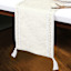 Ivory Semi-Beaded Table Runner with White Tassels, 72x13