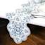 Blue & White Semi-Beaded Floral Print Table Runner, 36x13