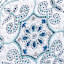 Blue & White Semi-Beaded Floral Print Table Runner, 36x13