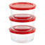 Pyrex 2 Cup 6Pc Round Glass Food Storage Value Pack Red