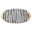 Black & White Striped Platter with Gold Handles, 16"