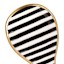 Black & White Striped Spoon Rest with Gold Rim, 10"