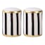 S/2 Black/White Stripe with Gold Rim Salt and Pepper Shakers