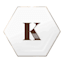 4.5" Brown Monogram Gold Rim Hexagon Trinket Tray, K