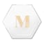 4.5" Yellow Monogram Gold Rim Hexagon Trinket Tray, M