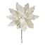 White Flocked Velvet Poinsettia Pick, 10"