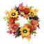 Yellow & Orange Sunflower & Brown Velvet Pumpkin Spiral Wreath, 22"