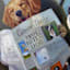 Dog with Newspaper In Bathroom Canvas Wall Art, 12x16