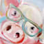 Studious Piglet Print Canvas Wall Art, 18"