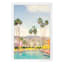 Glass Framed Pool with Palm Trees Framed Print Canvas Wall Art, 16x24