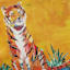 Glass Framed Tiger Print Wall Art, 17"