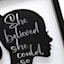Glass Framed She Believed She Could So She Did Silhouette Wall Art, 13"