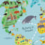 Children's Animal World Map Canvas Wall Art, 24x30