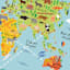 Children's Animal World Map Canvas Wall Art, 24x30