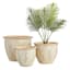 Beige Carved Ceramic Outdoor Planter, Medium