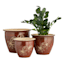 Red Carved Ceramic Outdoor Planter, Large