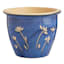 Blue Flowers Carved Ceramic Outdoor Planter, Large