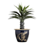 Dark Blue Carved Ceramic Outdoor Planter, Large